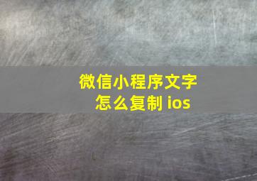 微信小程序文字怎么复制 ios